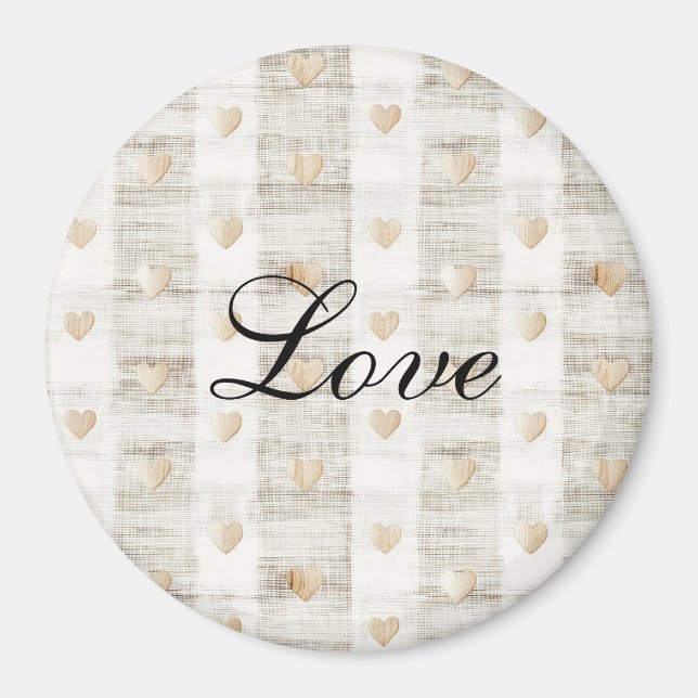 Cream White Beige Boho Hearts Magnet (Vorne)