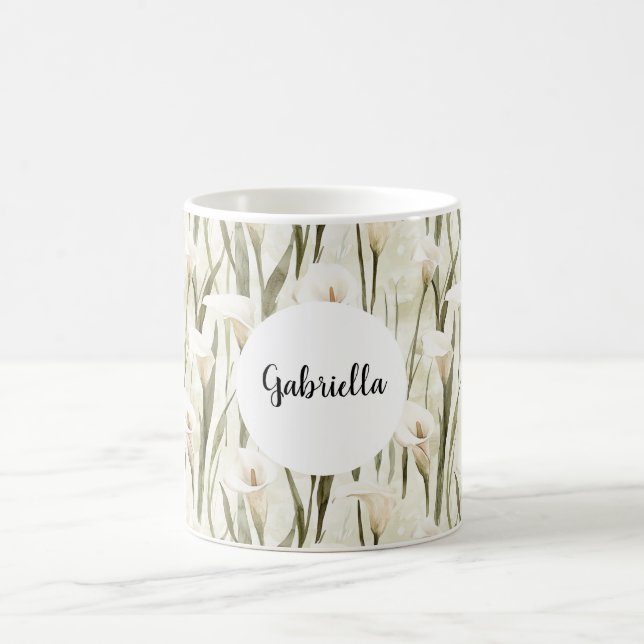 Cream White Calla Lily Floral Kaffeetasse (Mittel)
