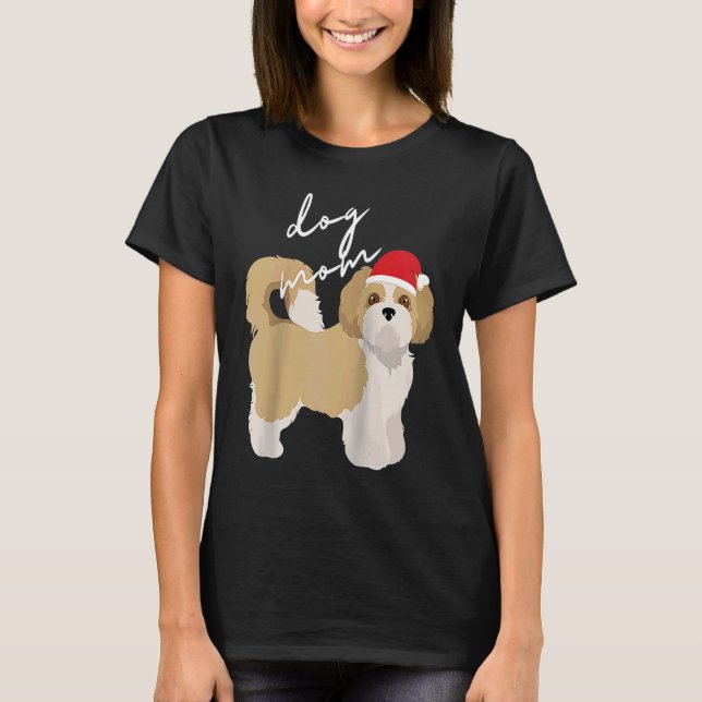 Cream & White Shih Tzu Dog Mama Weihnachten Raglan T-Shirt (Vorderseite)