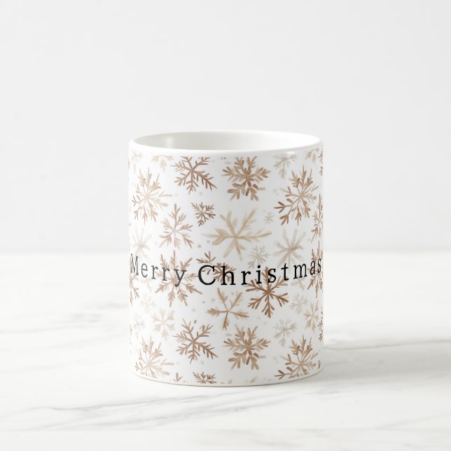 Cream White Snowflakes Christmas   Kaffeetasse (Mittel)