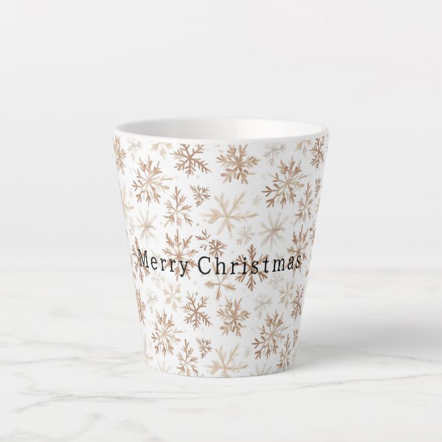 Cream White Snowflakes Christmas   Milchtasse (Vorderseite)