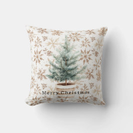 Cream White Snowflakes Christmas Tree  Kissen