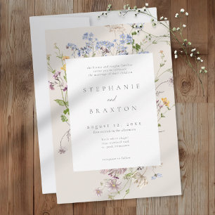 Cream-Wildflower-Garten Elegante Hochzeit Einladung