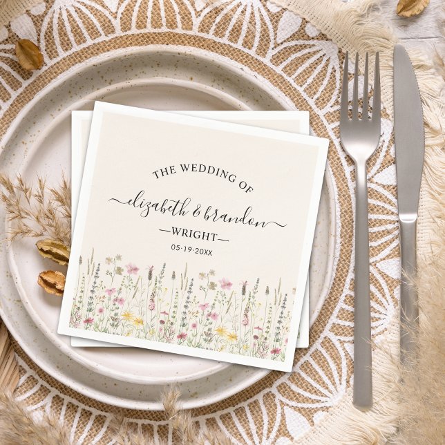Cream Wildflower Wedding in Boho Style Serviette (Von Creator hochgeladen)
