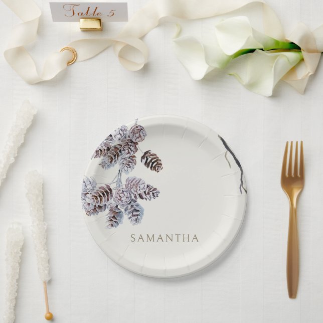 Cream Winter Personalisiert Dusche Pappteller (Hochzeit)