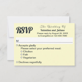 Cream With Slate Text Wedding RSVP