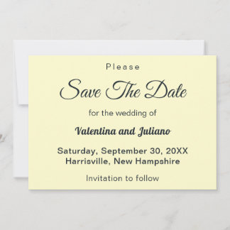 Cream With Slate Text Wedding Save The Date