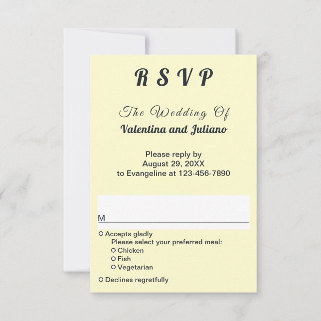 Cream With Slate Typography Portrait Wedding RSVP (Vorderseite)