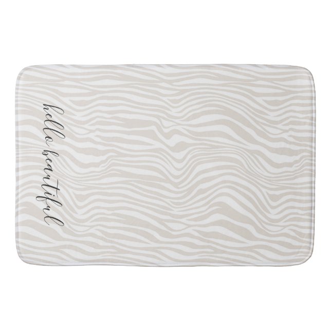 Cream Zebra Print personalisiert Badematte (Vorderseite)
