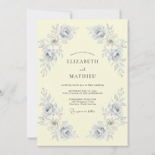 Creamfarbene botanische Hochzeit mit Ornamenten Einladung