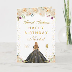 Creamfarbene Florale Blondhaarige Mädchen Sweet Si Karte