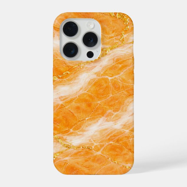 Creamsicle Marble with Ivory Swirls & Gold Veining iPhone Hülle (Rückseite)