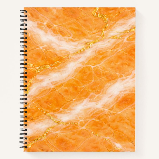 Creamsicle Marble with Ivory Swirls & Gold Veining Notizbuch (Vorderseite)