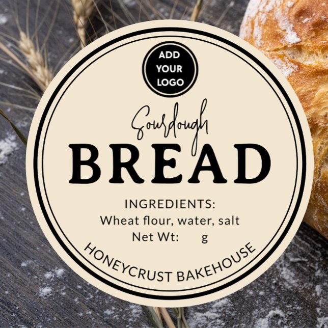 Creamy Beige Bakery Sourdough Bread Label Sticker (Von Creator hochgeladen)