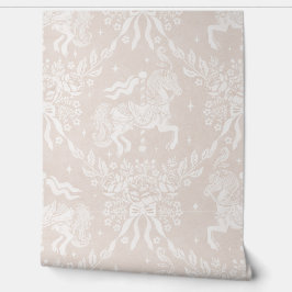 Creamy Beige Rococo Carousel Horses & Florals Tapete