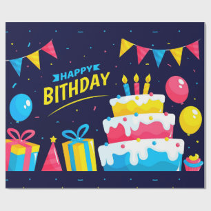 Creamy Birthday Cake Wrapping Paper Geschenkpapier