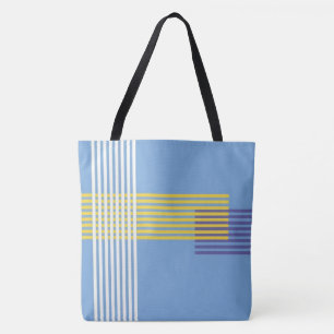 Creamy Blue Color Printed Tote Bag