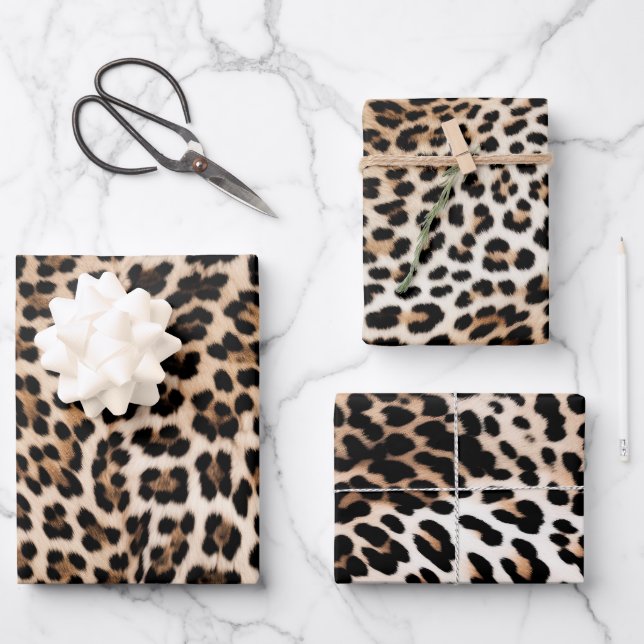 Creamy Brown Black Leopard Geschenkpapier Set (Vorderseite)
