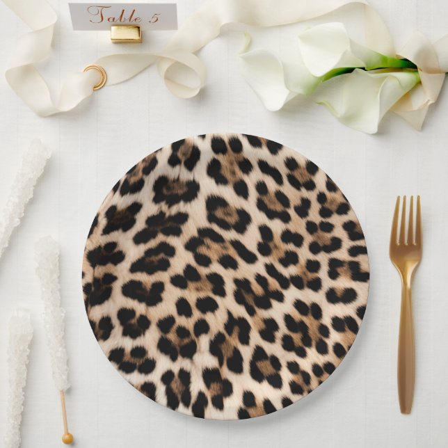 Creamy Brown Black Leopard Herz Pappteller (Hochzeit)