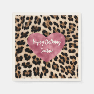 Creamy Brown Black Leopard Herz Serviette
