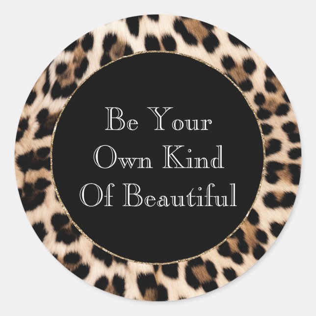 Creamy Brown Black Leopard Print Runder Aufkleber (Vorderseite)