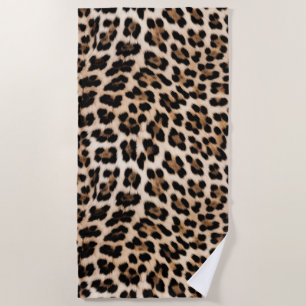 Creamy Brown Black Leopard Strandtuch