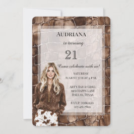 Creamy Brown Chocolate Blond Girl Birthday Einladung