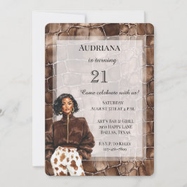 Creamy Brown Chocolate Brown Black Woman Birthday Einladung