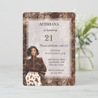 Creamy Brown Chocolate Brown Black Woman Birthday Einladung
