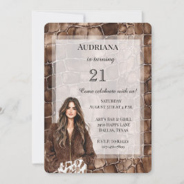 Creamy Brown Chocolate Brown Hair Girl Birthday Einladung