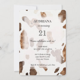 Creamy Brown Chocolate Cow Print Animal Birthday Einladung