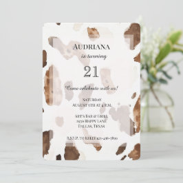 Creamy Brown Chocolate Cow Print Animal Birthday Einladung