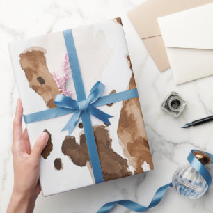 Creamy Brown Chocolate Cow Print Animal Birthday Geschenkpapier