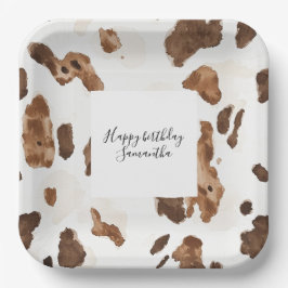 Creamy Brown Chocolate Cow Print Animal Birthday Pappteller
