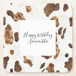 Creamy Brown Chocolate Cow Print Animal Birthday Rechteckiger Pappuntersetzer