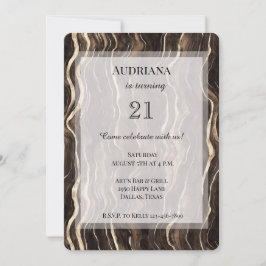 Creamy Brown Chocolate Gold Wirbel Geburtstag Einladung