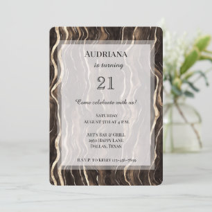 Creamy Brown Chocolate Gold Wirbel Geburtstag Einladung
