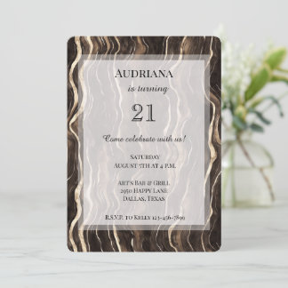 Creamy Brown Chocolate Gold Wirbel Geburtstag Einladung