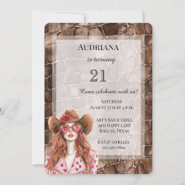 Creamy Brown Chocolate Red Hair Girl Birthday Einladung