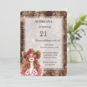 Creamy Brown Chocolate Red Hair Girl Birthday Einladung
