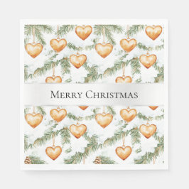 Creamy Caramel Hearts Christmas Tree Branches Serviette