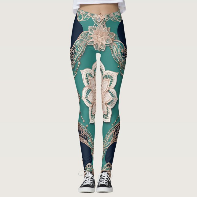 Creamy Emerald AI Art Leggings (Vorderseite)