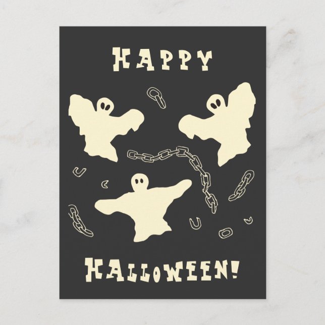 Creamy Ghosts - Happy Halloween! Feiertagspostkarte (Vorderseite)