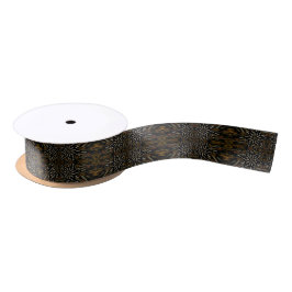 Creamy Golden Yellows Raked Pattern On Black Satinband