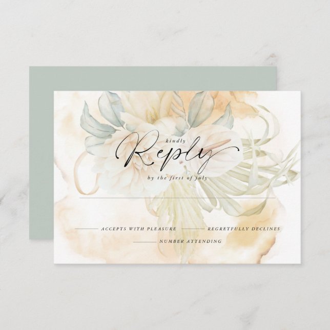 Creamy Goldenrod Gelbe Flora Reputation RSVP Karte (Vorne/Hinten)