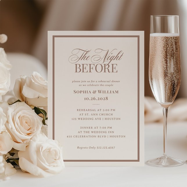 Creamy Ivory and Taupe | Neutral Rehearsal Dinner Einladung (Von Creator hochgeladen)