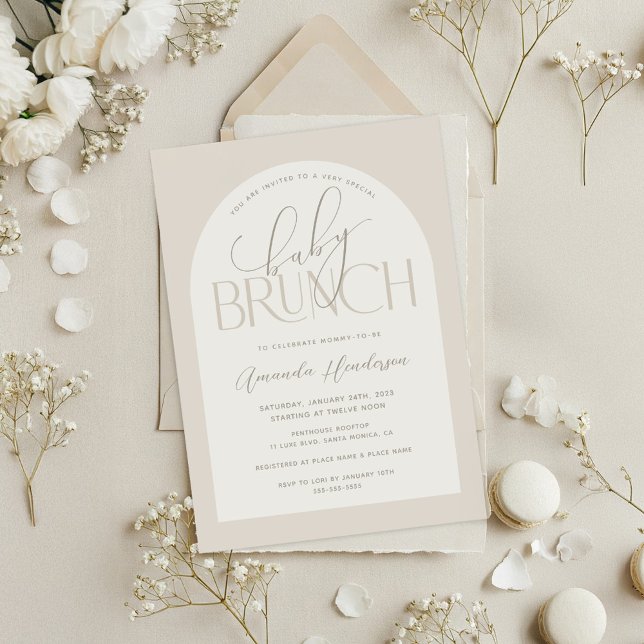 Creamy Neutral Baby Brunch Babydusche Einladung (Creamy Neutral Baby Brunch Invitation)