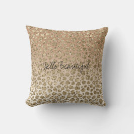 Creamy Peach Gold Glitzy Leopard Print      Kissen