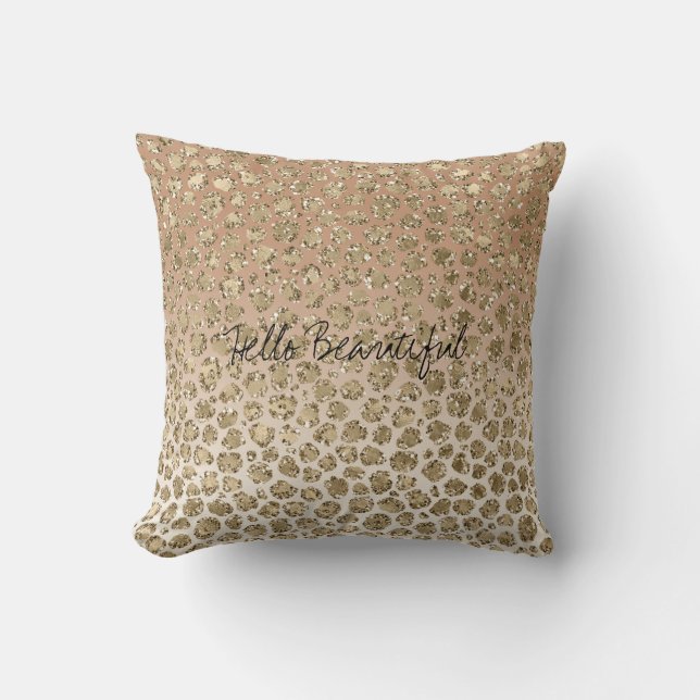 Creamy Peach Gold Glitzy Leopard Print      Kissen (Vorderseite)