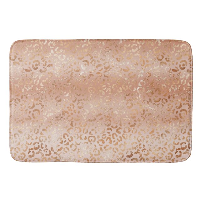 Creamy Peach Rose Blush Leopard Print  Badematte (Vorderseite)